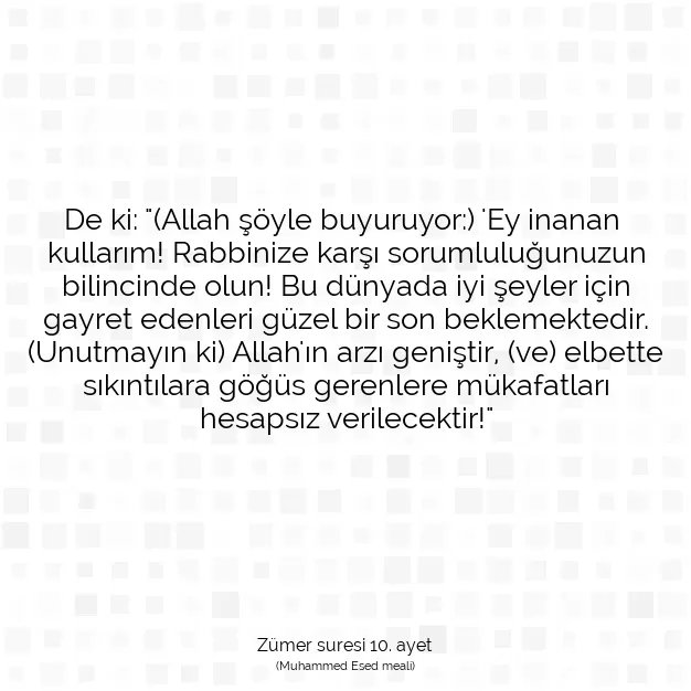 Ayetbul | Kuran Mealleri | Quran | Zümer suresi 10. ayet