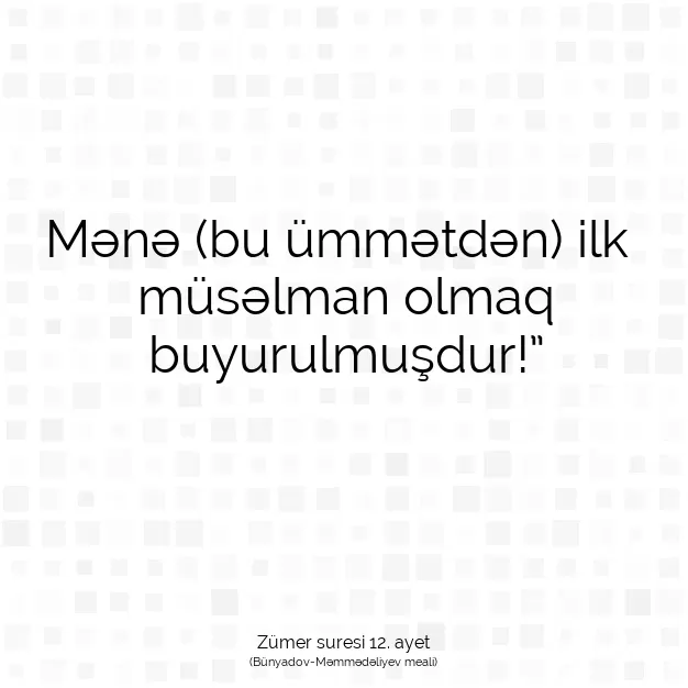 Ayetbul | Kuran Mealleri | Quran | Zümer suresi 12. ayet