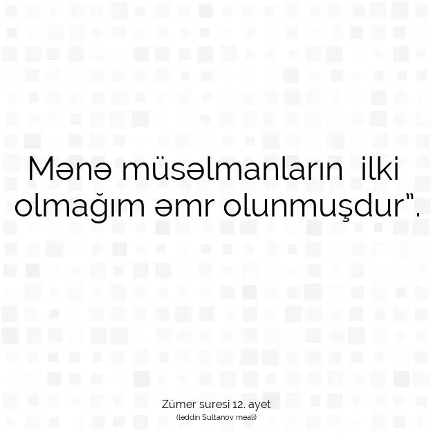 Ayetbul | Kuran Mealleri | Quran | Zümer suresi 12. ayet