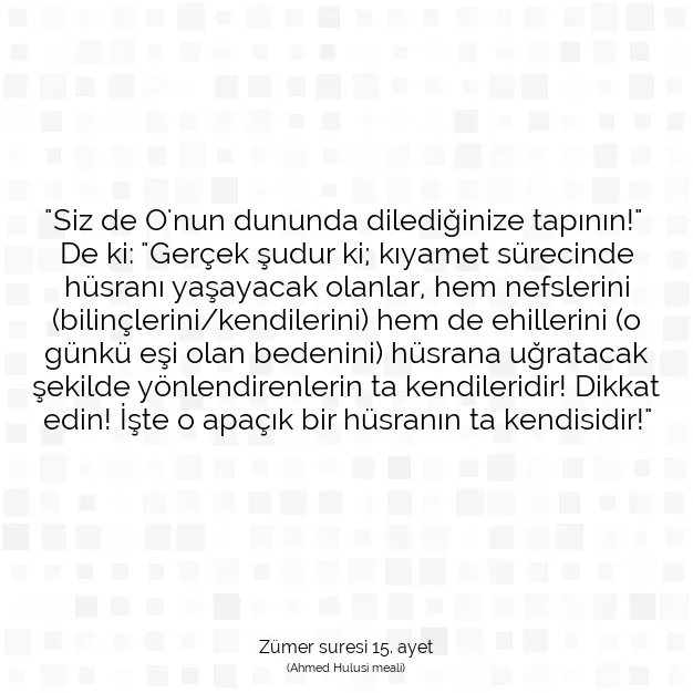 Ayetbul | Kuran Mealleri | Quran | Zümer suresi 15. ayet