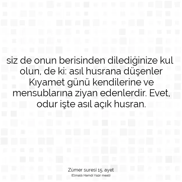 Ayetbul | Kuran Mealleri | Quran | Zümer suresi 15. ayet