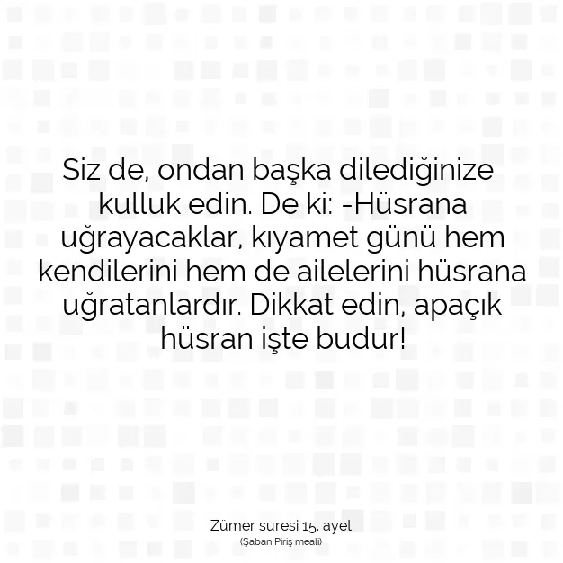 Ayetbul | Kuran Mealleri | Quran | Zümer suresi 15. ayet