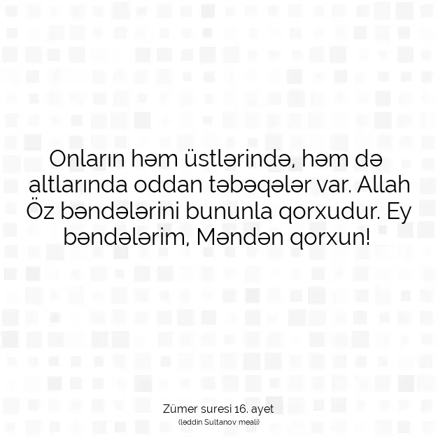 Ayetbul | Kuran Mealleri | Quran | Zümer suresi 16. ayet