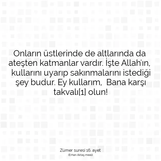 Ayetbul | Kuran Mealleri | Quran | Zümer suresi 16. ayet