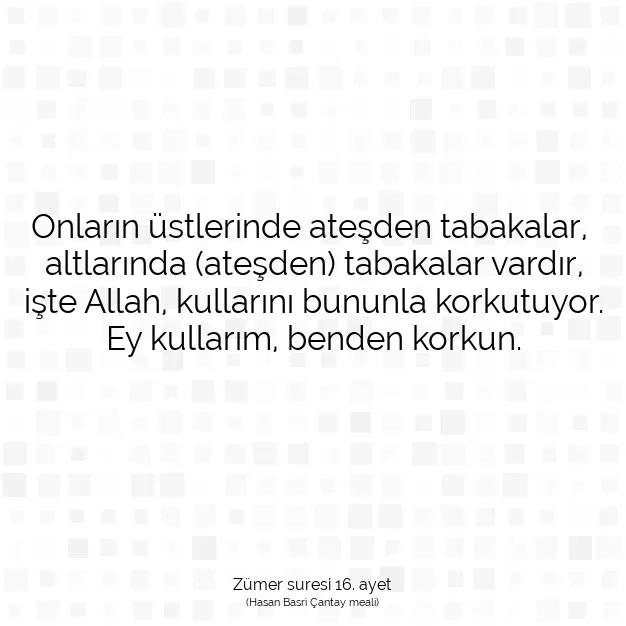 Ayetbul | Kuran Mealleri | Quran | Zümer suresi 16. ayet