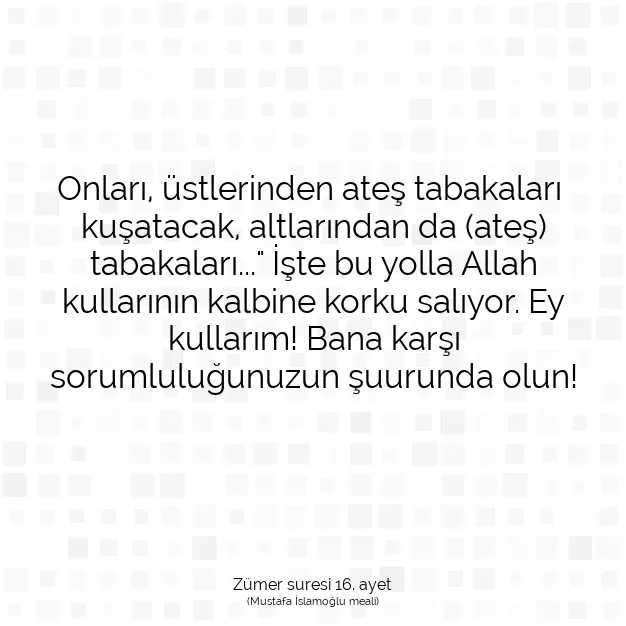 Ayetbul | Kuran Mealleri | Quran | Zümer suresi 16. ayet