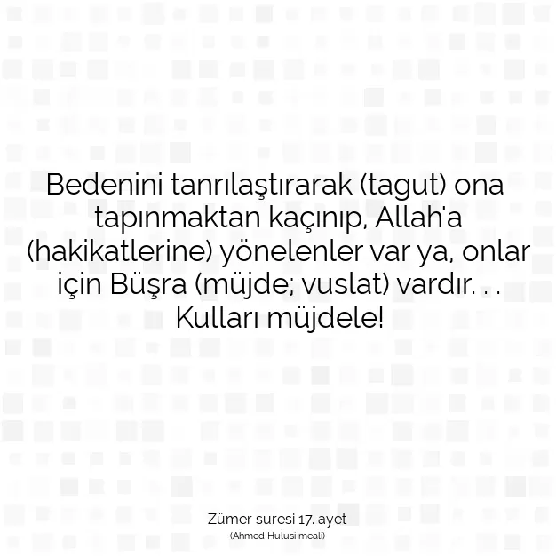 Ayetbul | Kuran Mealleri | Quran | Zümer suresi 17. ayet