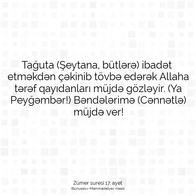 Ayetbul | Kuran Mealleri | Quran | Zümer suresi 17. ayet