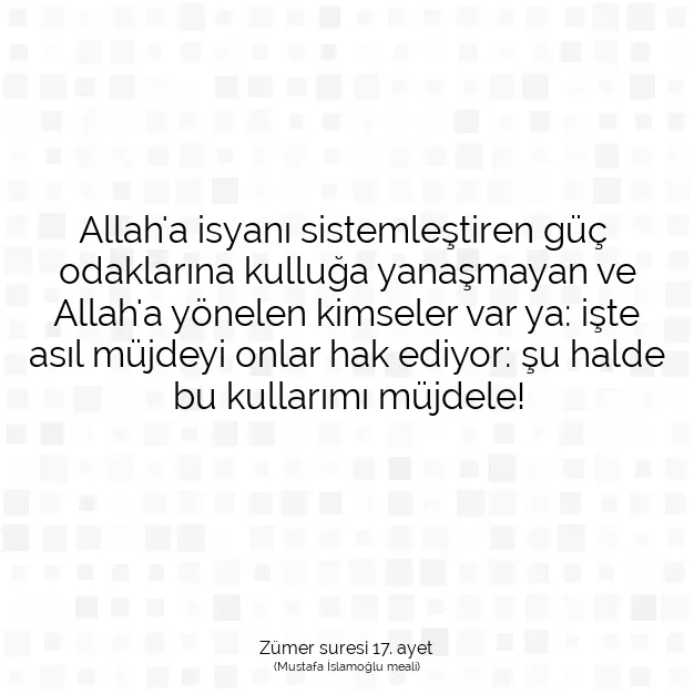 Ayetbul | Kuran Mealleri | Quran | Zümer suresi 17. ayet