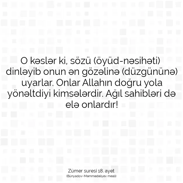 Ayetbul | Kuran Mealleri | Quran | Zümer suresi 18. ayet