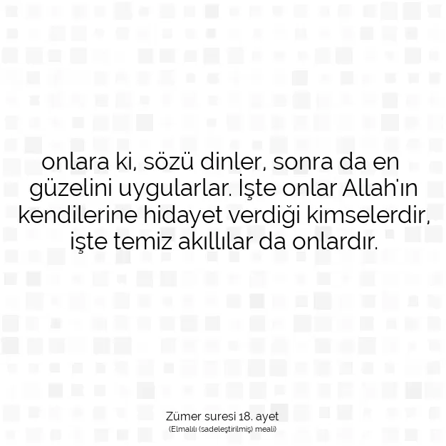 Ayetbul | Kuran Mealleri | Quran | Zümer suresi 18. ayet