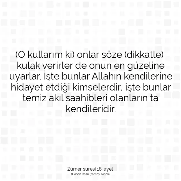 Ayetbul | Kuran Mealleri | Quran | Zümer suresi 18. ayet