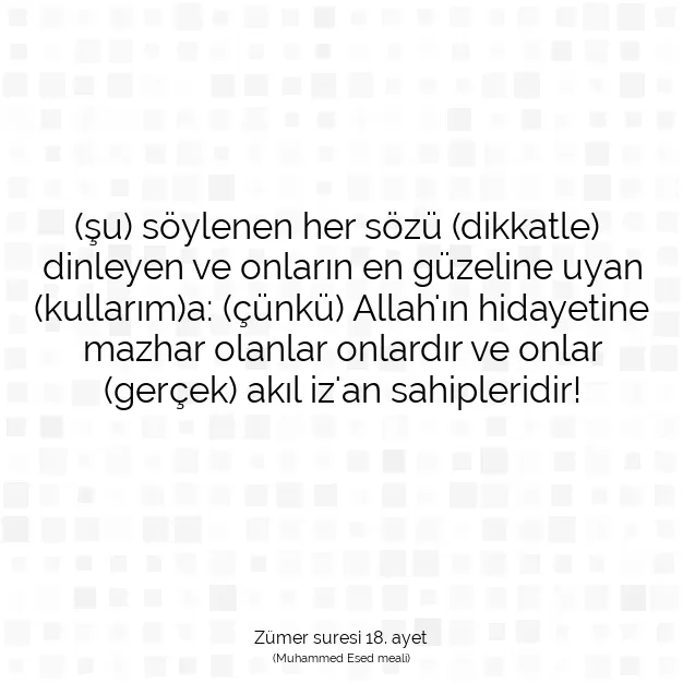 Ayetbul | Kuran Mealleri | Quran | Zümer suresi 18. ayet