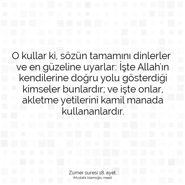 Ayetbul | Kuran Mealleri | Quran | Zümer suresi 18. ayet