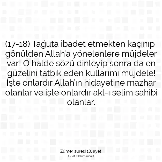 Ayetbul | Kuran Mealleri | Quran | Zümer suresi 18. ayet