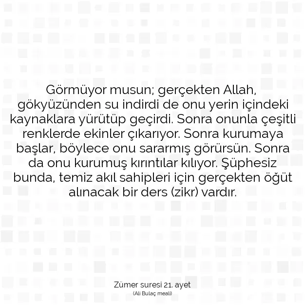 Ayetbul | Kuran Mealleri | Quran | Zümer suresi 21. ayet