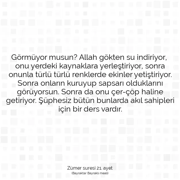 Ayetbul | Kuran Mealleri | Quran | Zümer suresi 21. ayet