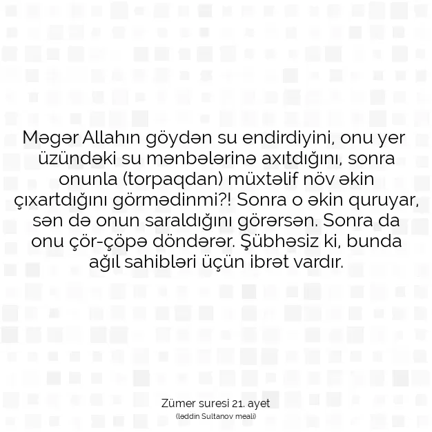 Ayetbul | Kuran Mealleri | Quran | Zümer suresi 21. ayet