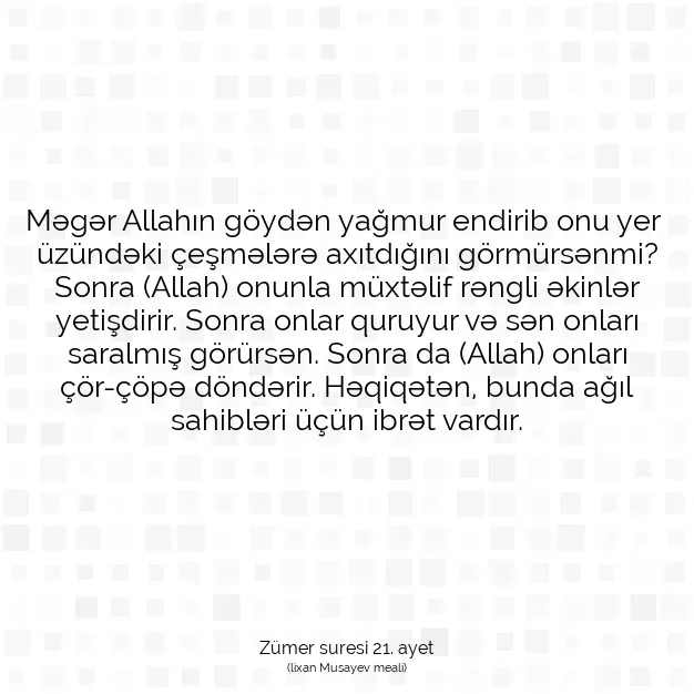 Ayetbul | Kuran Mealleri | Quran | Zümer suresi 21. ayet