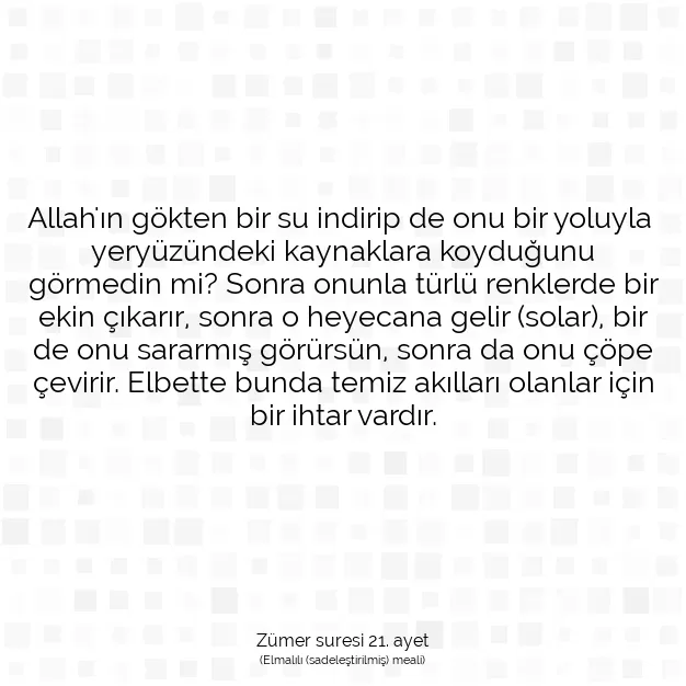 Ayetbul | Kuran Mealleri | Quran | Zümer suresi 21. ayet