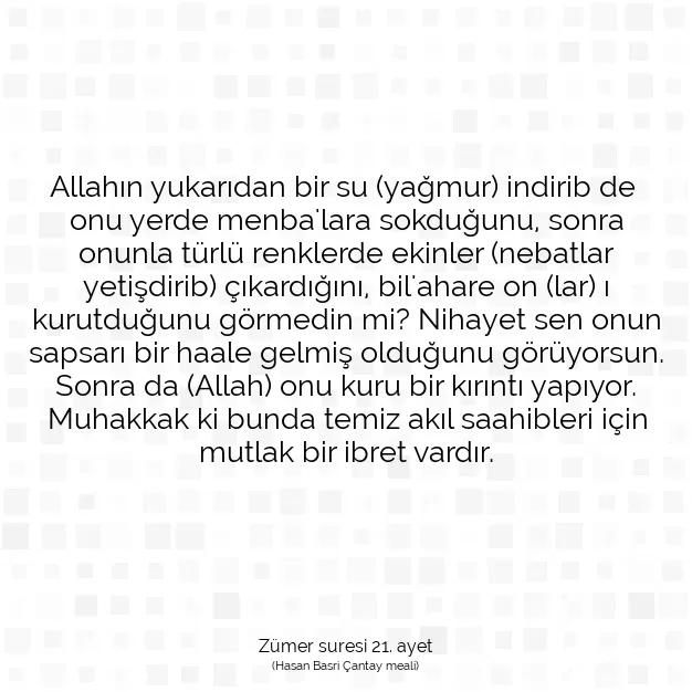 Ayetbul | Kuran Mealleri | Quran | Zümer suresi 21. ayet