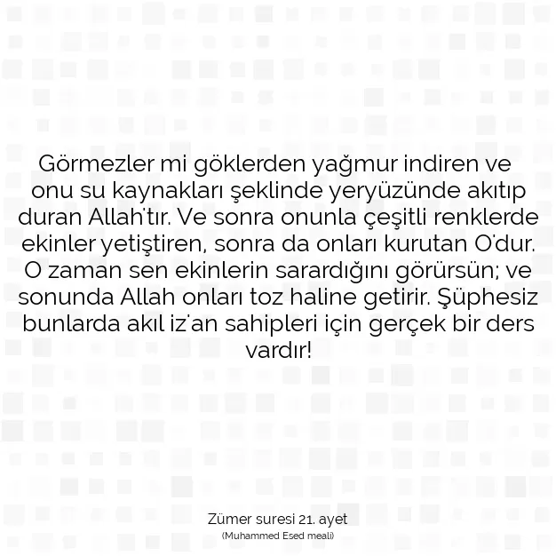 Ayetbul | Kuran Mealleri | Quran | Zümer suresi 21. ayet