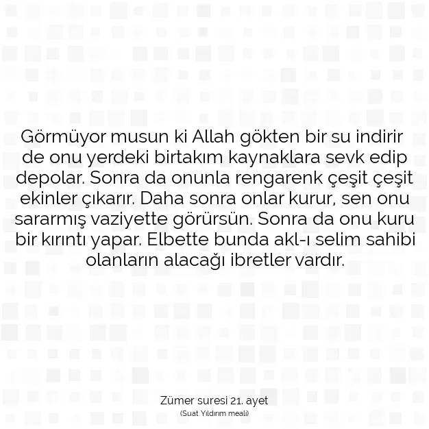 Ayetbul | Kuran Mealleri | Quran | Zümer suresi 21. ayet