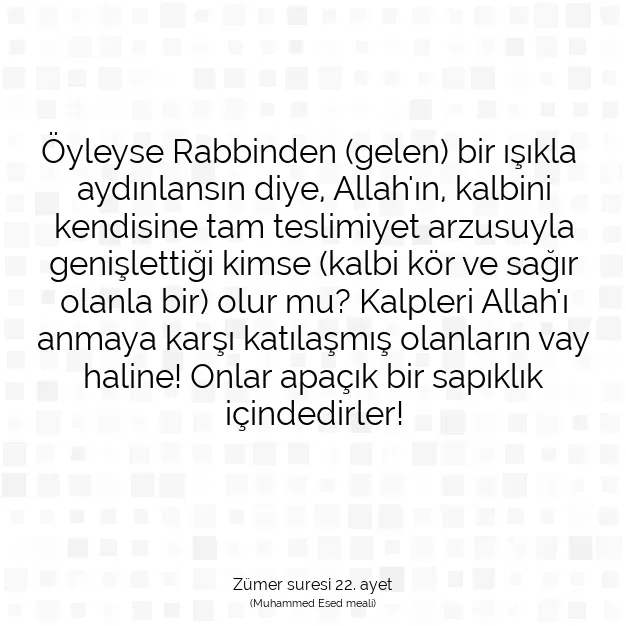 Ayetbul | Kuran Mealleri | Quran | Zümer suresi 22. ayet