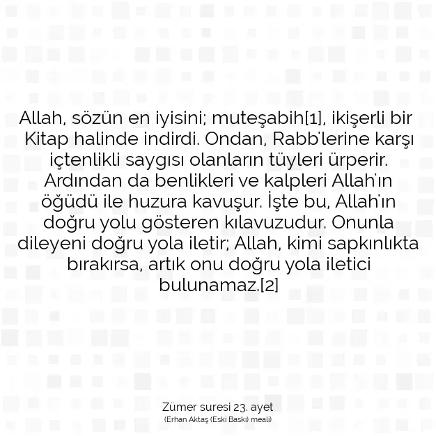 Ayetbul | Kuran Mealleri | Quran | Zümer suresi 23. ayet