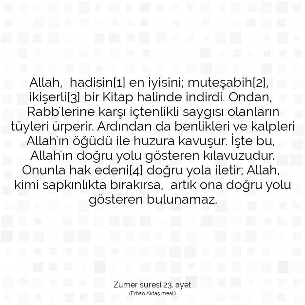 Ayetbul | Kuran Mealleri | Quran | Zümer suresi 23. ayet