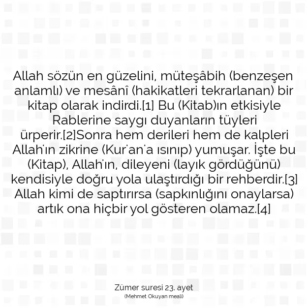 Ayetbul | Kuran Mealleri | Quran | Zümer suresi 23. ayet