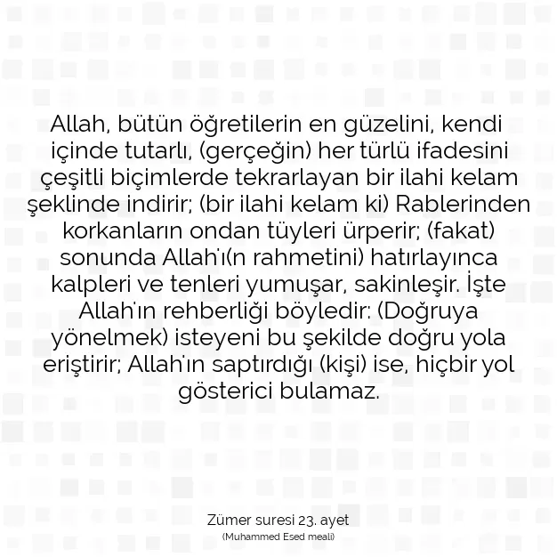 Ayetbul | Kuran Mealleri | Quran | Zümer suresi 23. ayet