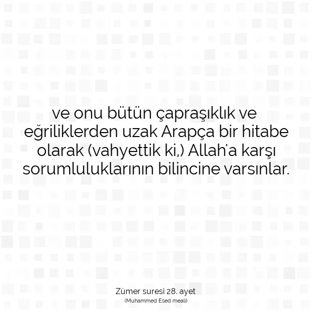 Ayetbul | Kuran Mealleri | Quran | Zümer suresi 28. ayet