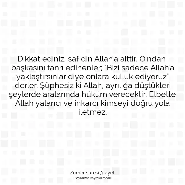 Ayetbul | Kuran Mealleri | Quran | Zümer suresi 3. ayet