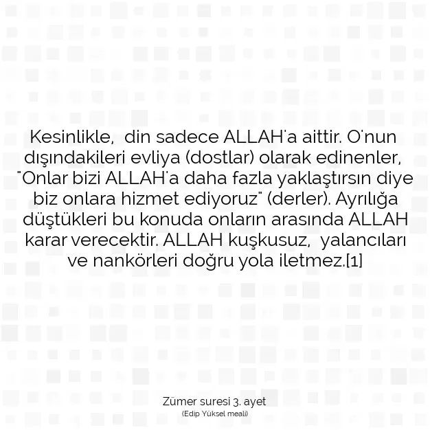 Ayetbul | Kuran Mealleri | Quran | Zümer suresi 3. ayet