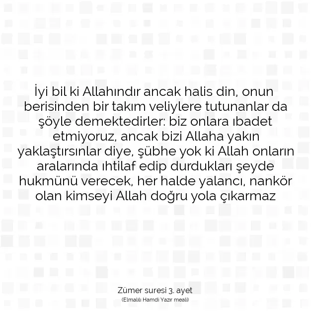 Ayetbul | Kuran Mealleri | Quran | Zümer suresi 3. ayet