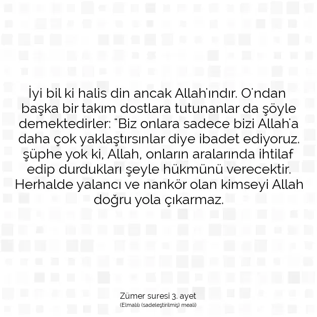 Ayetbul | Kuran Mealleri | Quran | Zümer suresi 3. ayet