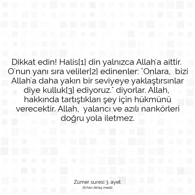 Ayetbul | Kuran Mealleri | Quran | Zümer suresi 3. ayet