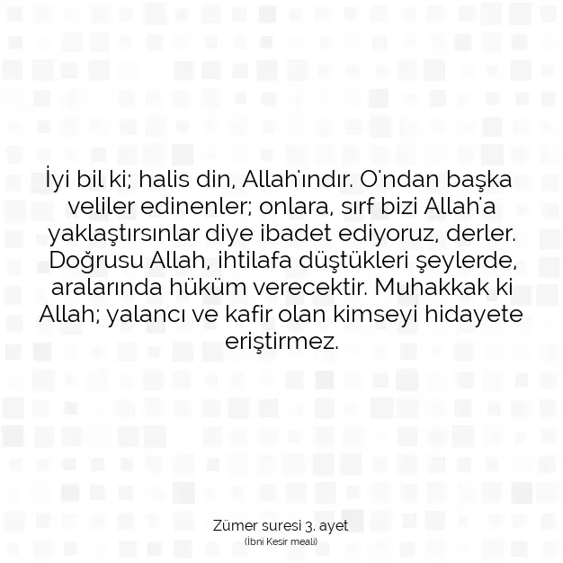 Ayetbul | Kuran Mealleri | Quran | Zümer suresi 3. ayet