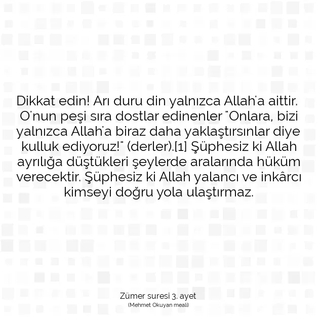 Ayetbul | Kuran Mealleri | Quran | Zümer suresi 3. ayet