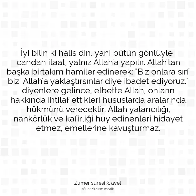 Ayetbul | Kuran Mealleri | Quran | Zümer suresi 3. ayet