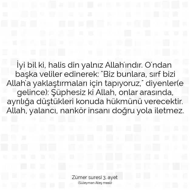 Ayetbul | Kuran Mealleri | Quran | Zümer suresi 3. ayet