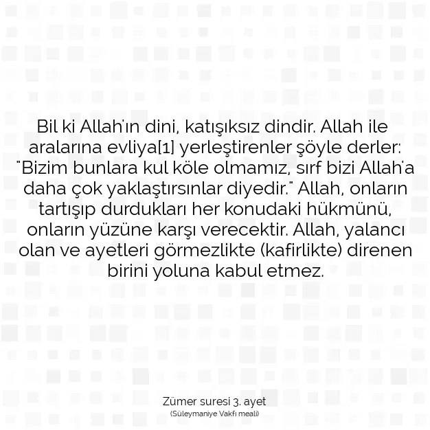 Ayetbul | Kuran Mealleri | Quran | Zümer suresi 3. ayet