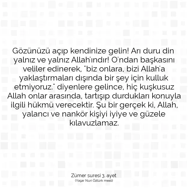 Ayetbul | Kuran Mealleri | Quran | Zümer suresi 3. ayet