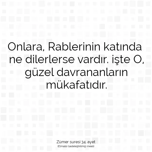 Ayetbul | Kuran Mealleri | Quran | Zümer suresi 34. ayet