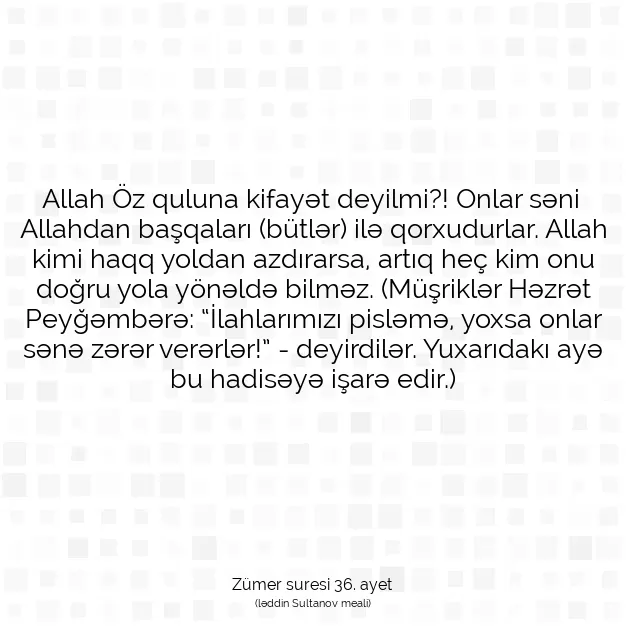 Ayetbul | Kuran Mealleri | Quran | Zümer suresi 36. ayet