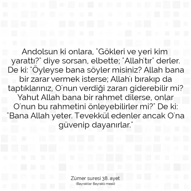 Ayetbul | Kuran Mealleri | Quran | Zümer suresi 38. ayet