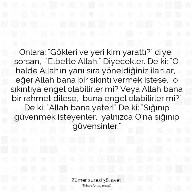 Ayetbul | Kuran Mealleri | Quran | Zümer suresi 38. ayet