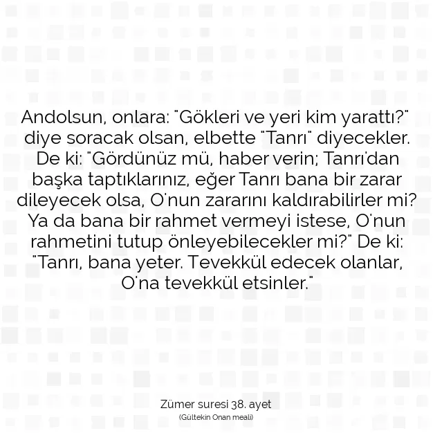 Ayetbul | Kuran Mealleri | Quran | Zümer suresi 38. ayet