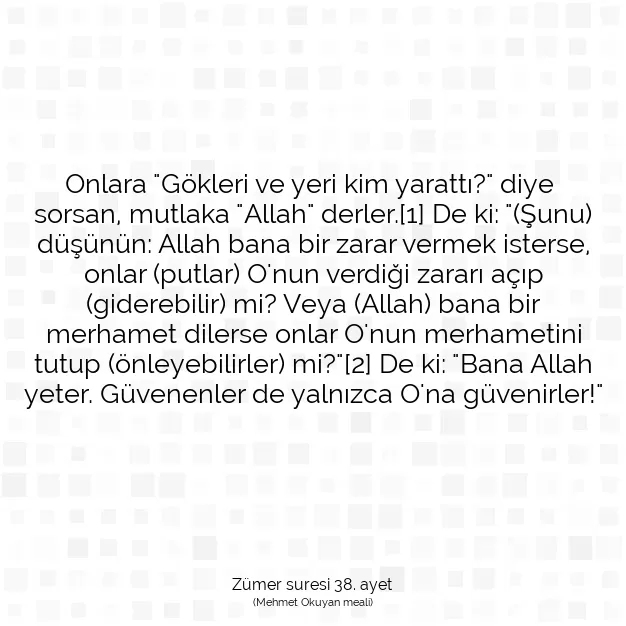 Ayetbul | Kuran Mealleri | Quran | Zümer suresi 38. ayet